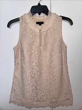 💜OFFERS💜 - J. Crew Cream Lace Sleeveless Shell with Ruffled Collar